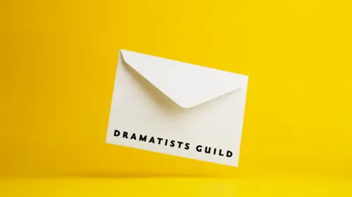 Floating envelope against yellow backdrop