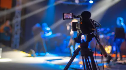 stream at a concert in a hall without spectators