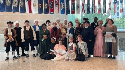 The cast of The Hand That Holds The Quill at the U. S. Constitution Center. Photo courtesy of Cindy Rock Dlugolecki